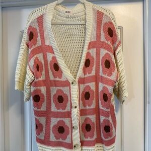 BiBi Pink and Cream Floral Cardigan